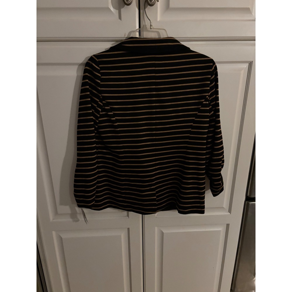 I.N. Studio Womens Black Tan Striped Ruched Sleeve Blazer Jacket Size 6 NEW - Picture 6 of 7